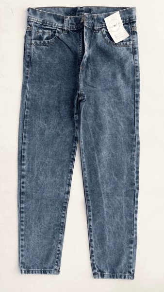 JEANS MOM NIÑO COSTURA MARRON