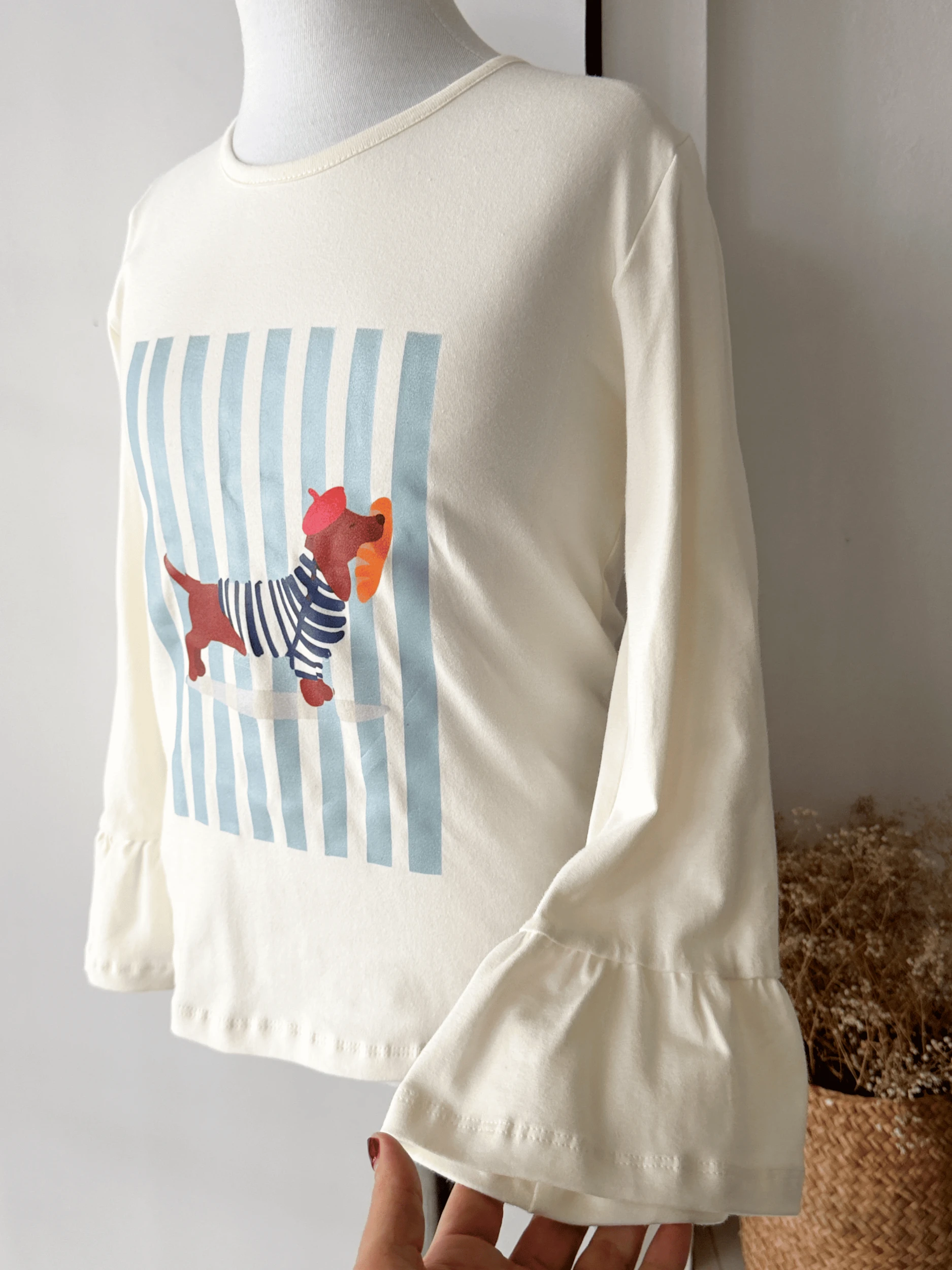 BLUSA ALG MANGAS OXFORD PERRO SAL