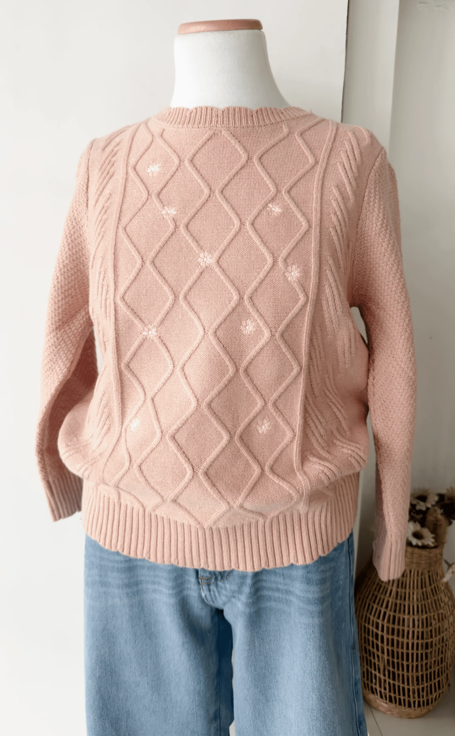 SWEATER BREMER BORDADO ROSA